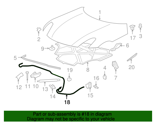 20062010 GM Hood Latch Release Cable 15773638 GM