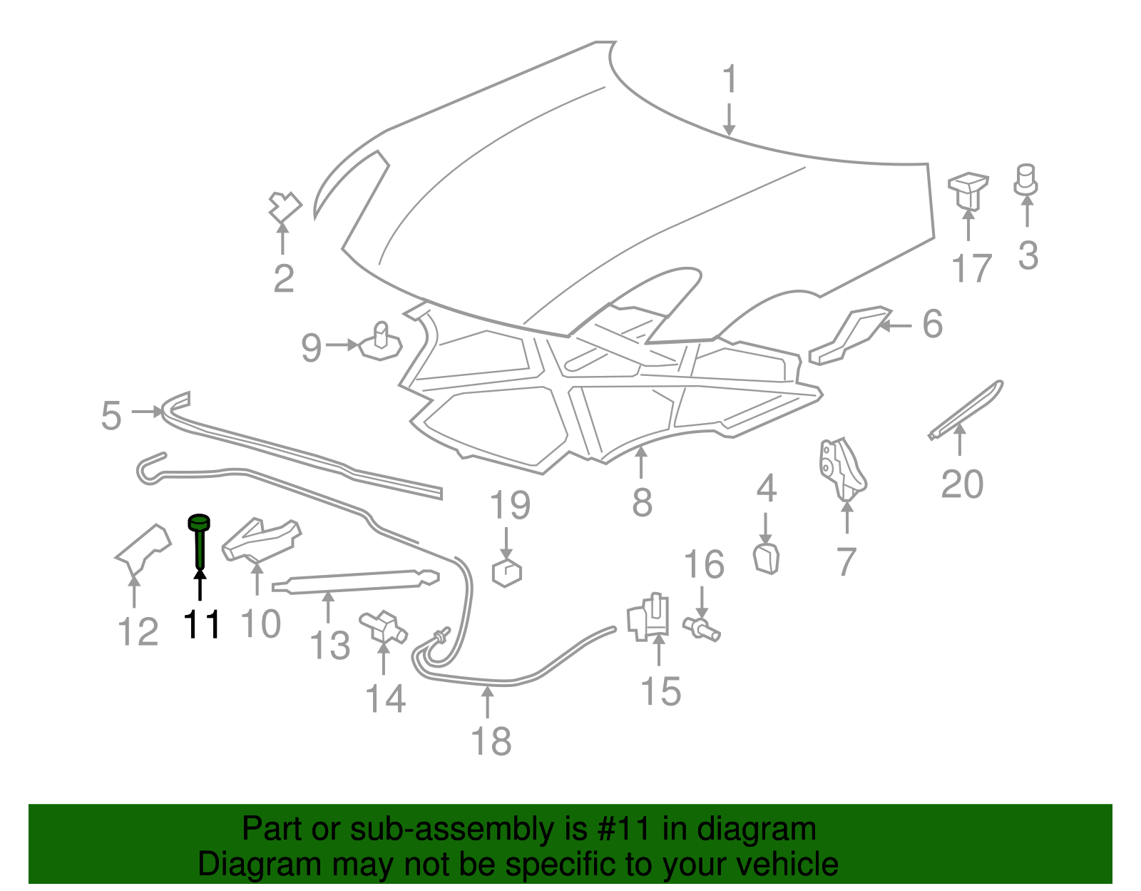 Bumper-Hood Hge Adj - GM (10416094)