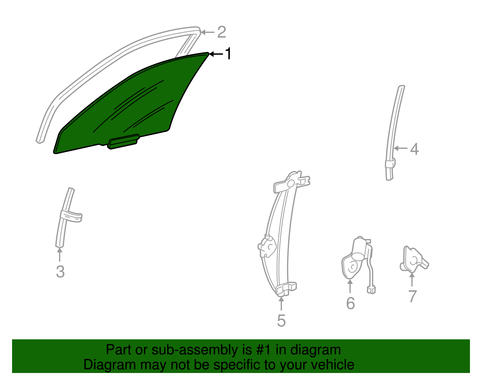Door Glass - Ford (YW1Z-5421411-AA)