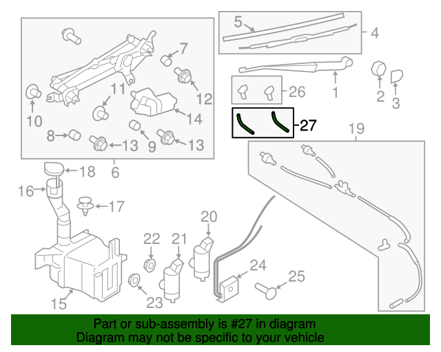 20082014 Subaru Impreza Windshield Washer Hose 86655FG210 Subaru
