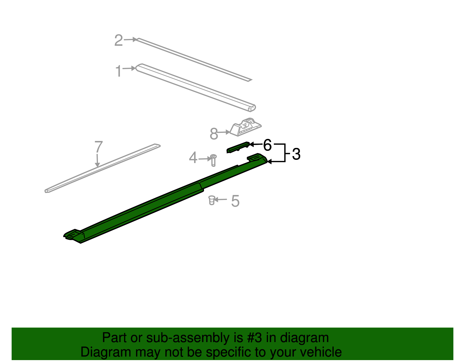Driver Side Roof Luggage Carrier Rail - GM (15241411)