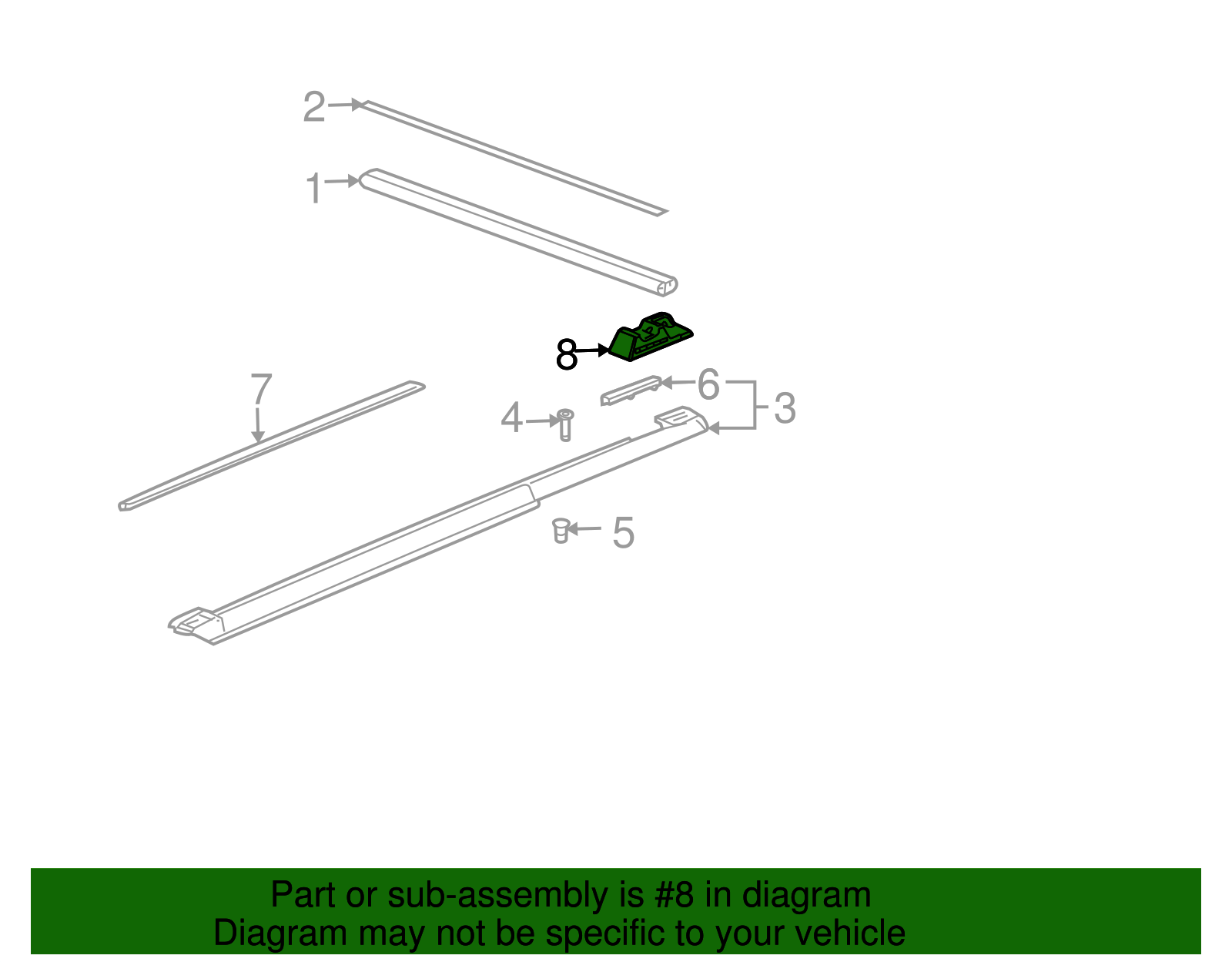 Driver Side Luggage Carrier Cross Rail Support - GM (88968829)