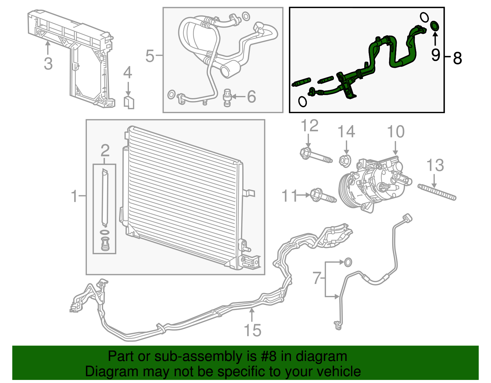 Air Conditioning Condenser and Evaporator Hose - GM (84052150)