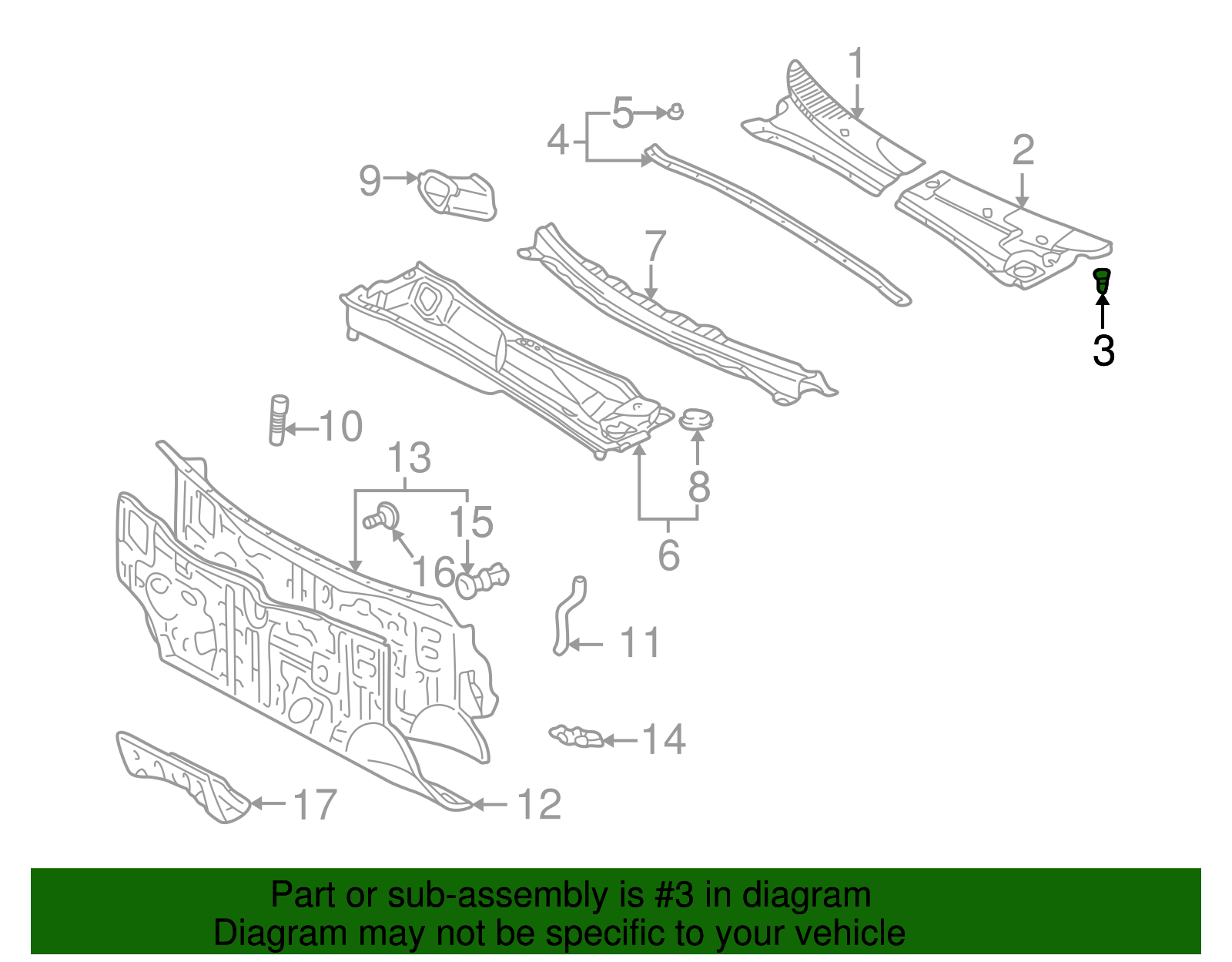Cowl Vent Panel Clip - Scion (90467-07043-C0)