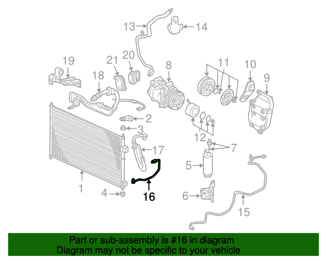 80331S5DA11 Pipe Condenser 20012005 Honda Civic Genuine Honda