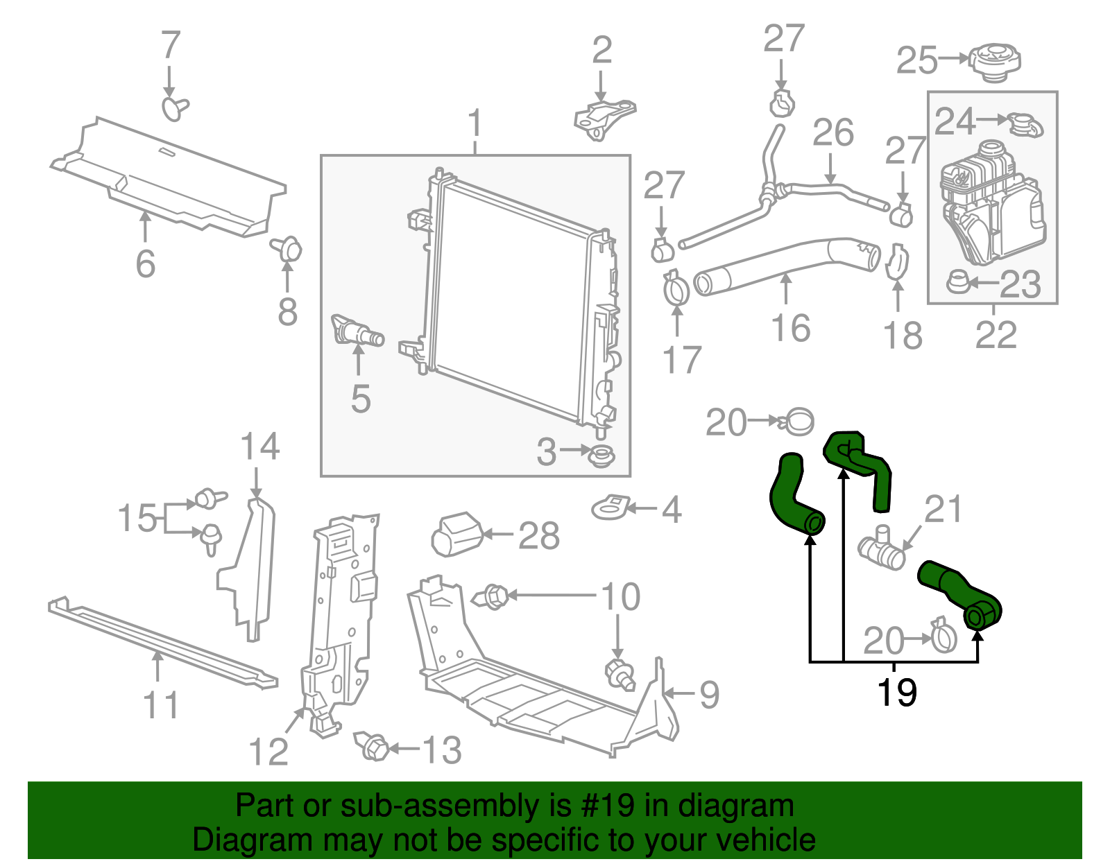 Radiator Outlet Hose - Cadillac (84128674)