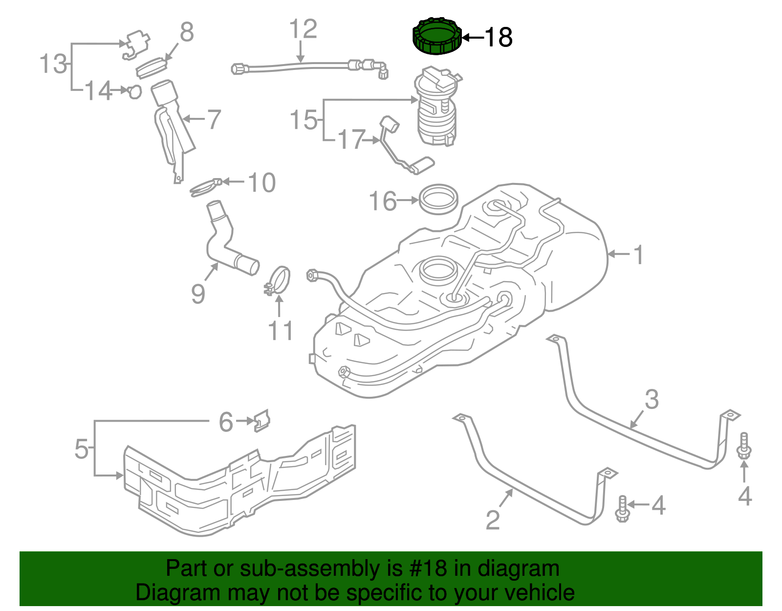 17343-1HJ0A - Fuel Tank Sending Unit Lock Ring 2013-2021 Nissan ...