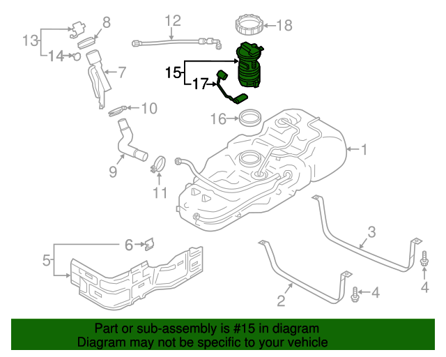 20132021 Nissan NV200 Fuel Pump Assembly 170403LM0D Nissan Parts Plus