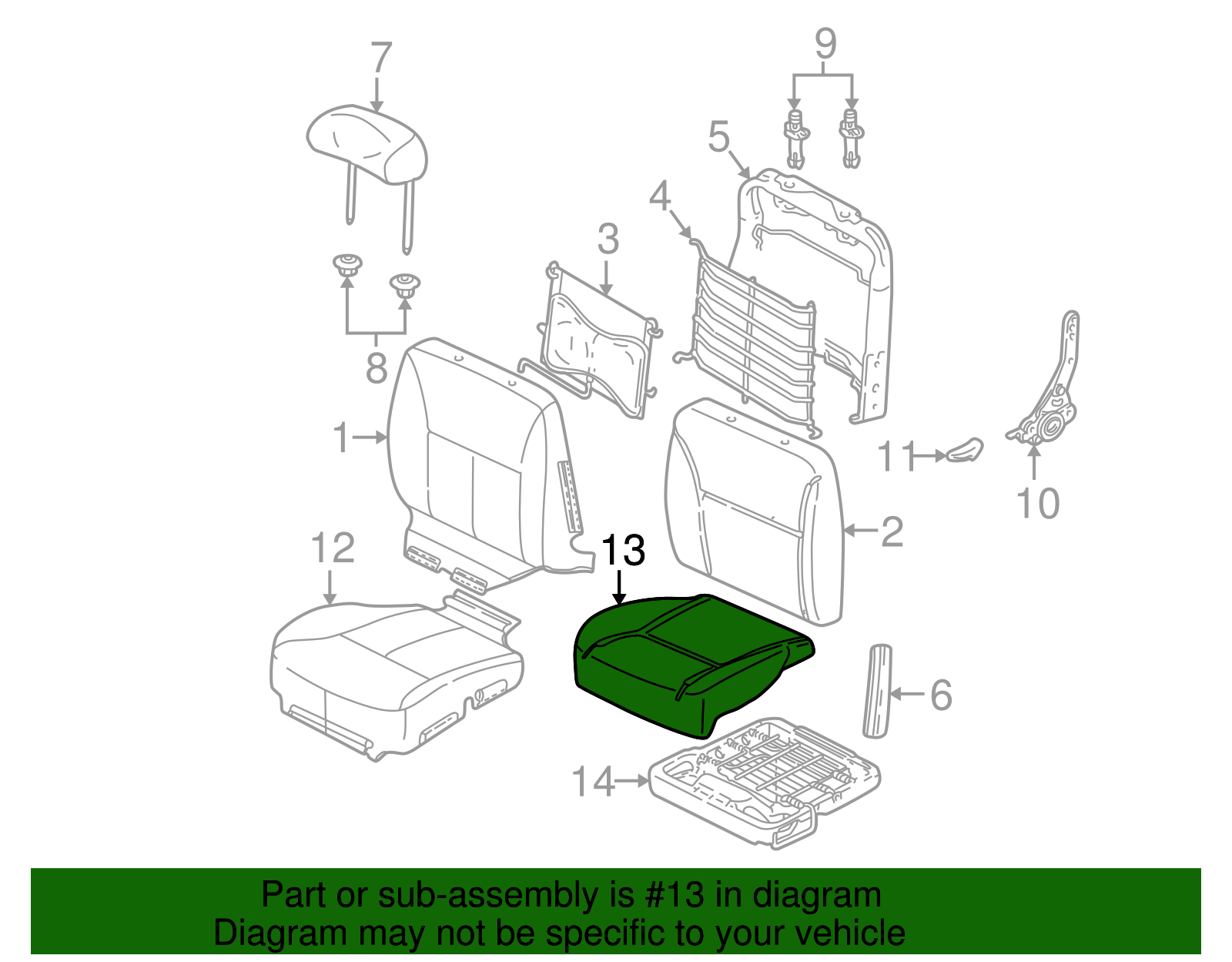 Seat Cushion Pad - Ford (YF1Z-54632A22-AC)