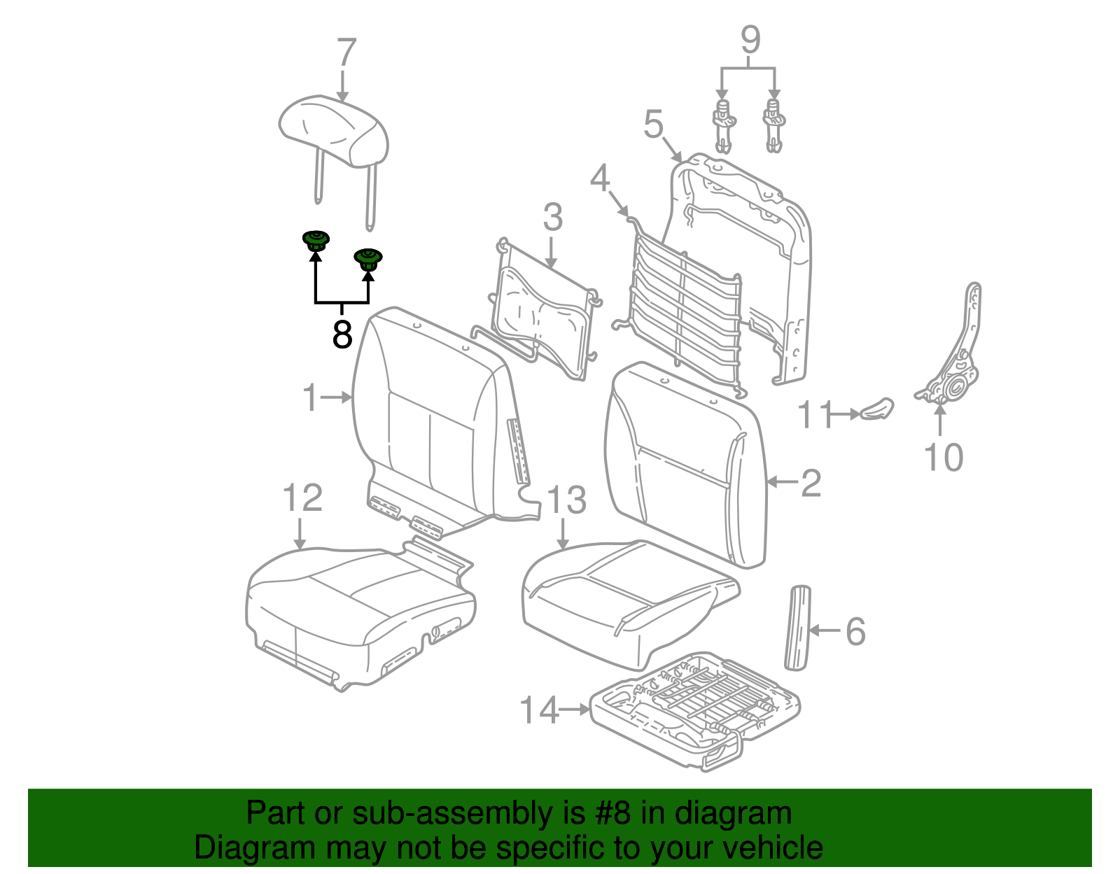 Headrest Retainer - Ford (YF1Z-54610A18-AAB)