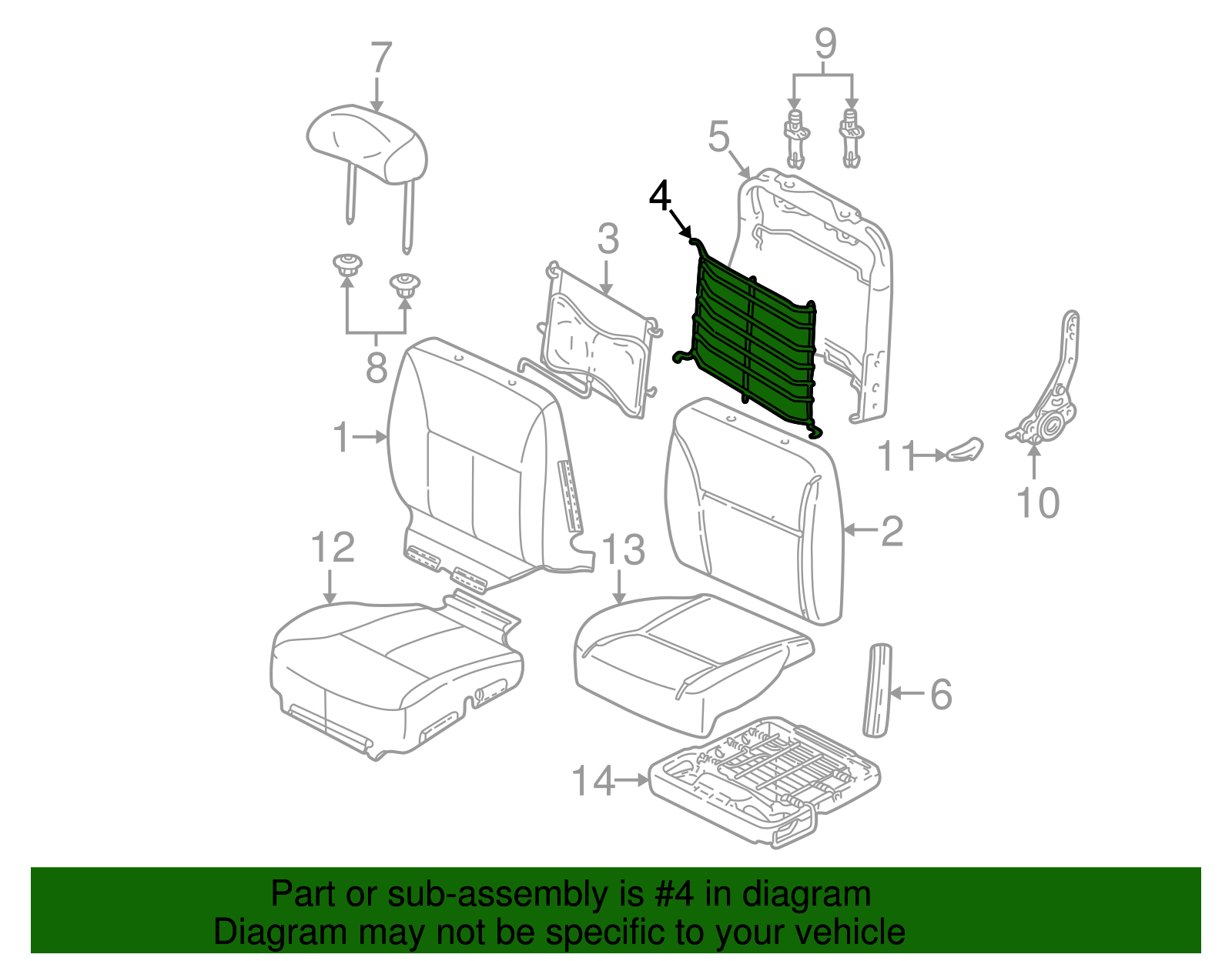 Seat Lumbar Support Cushion - Ford (YF1Z-5464842-AA)