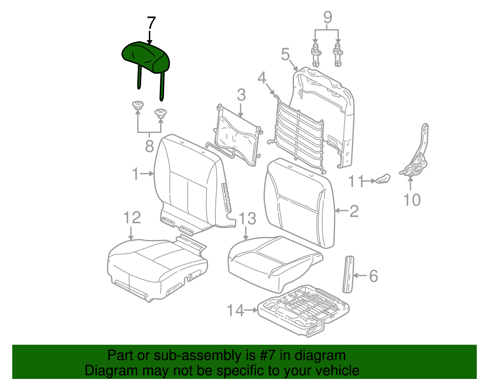 Headrest - Ford (YF4Z-54611A08-AAB)