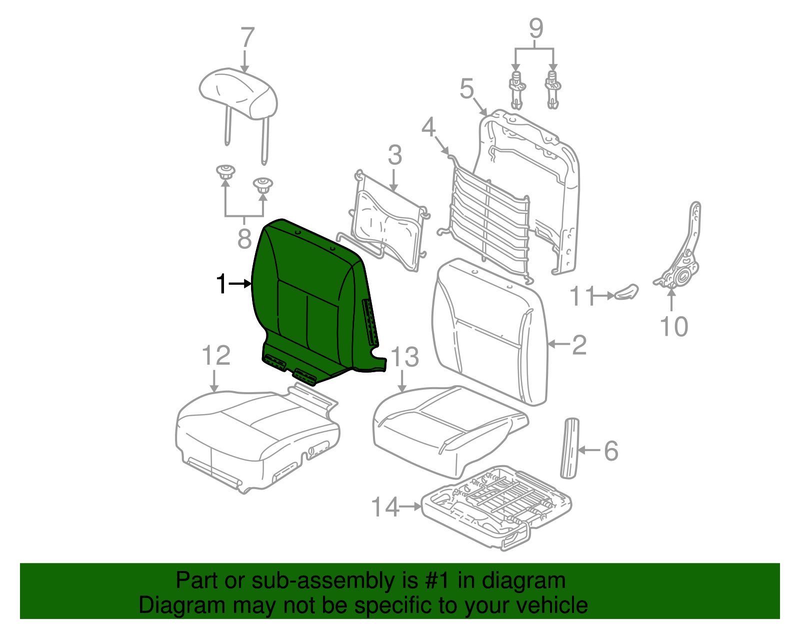 Seat Back Cover - Ford (YF4Z-5464416-BAC)