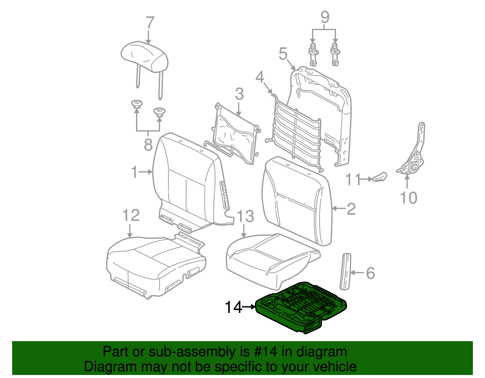 Seat Frame - Ford (YF1Z-5463100-AA)