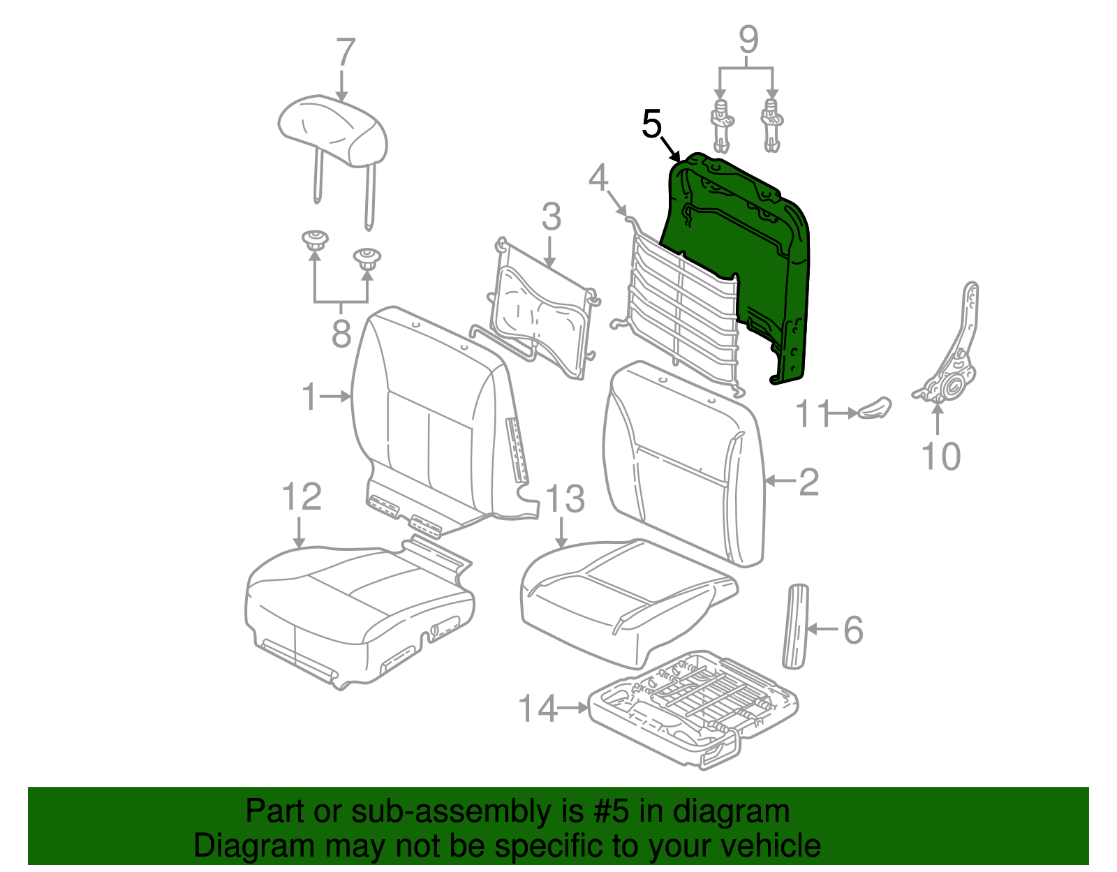 Seat Back Frame - Ford (YF1Z-5461019-AC)