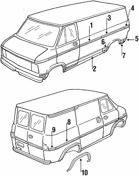 Exterior Trim - Side Panel for 1995 GMC G1500 #0