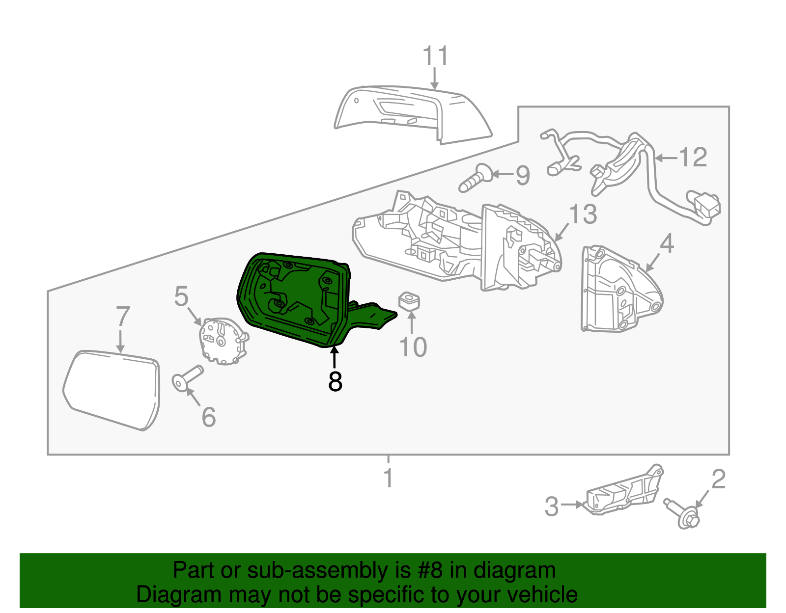 Driver Side Door Mirror Trim Ring - GM (84443080)