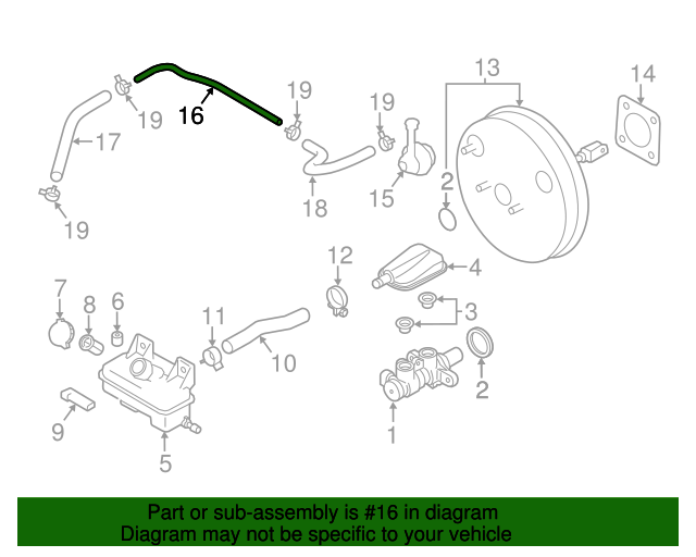 19316632 GM Power Brake Booster Vacuum Hose GM Parts Store