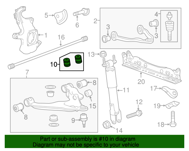 20112024 GM Front Lower Suspension Control Arm Bumper 20781438 GM