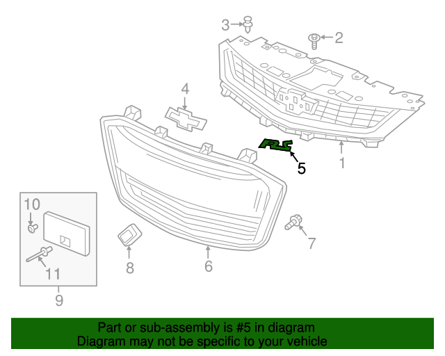 20162020 Chevrolet Front Grille RS Emblem 23368277