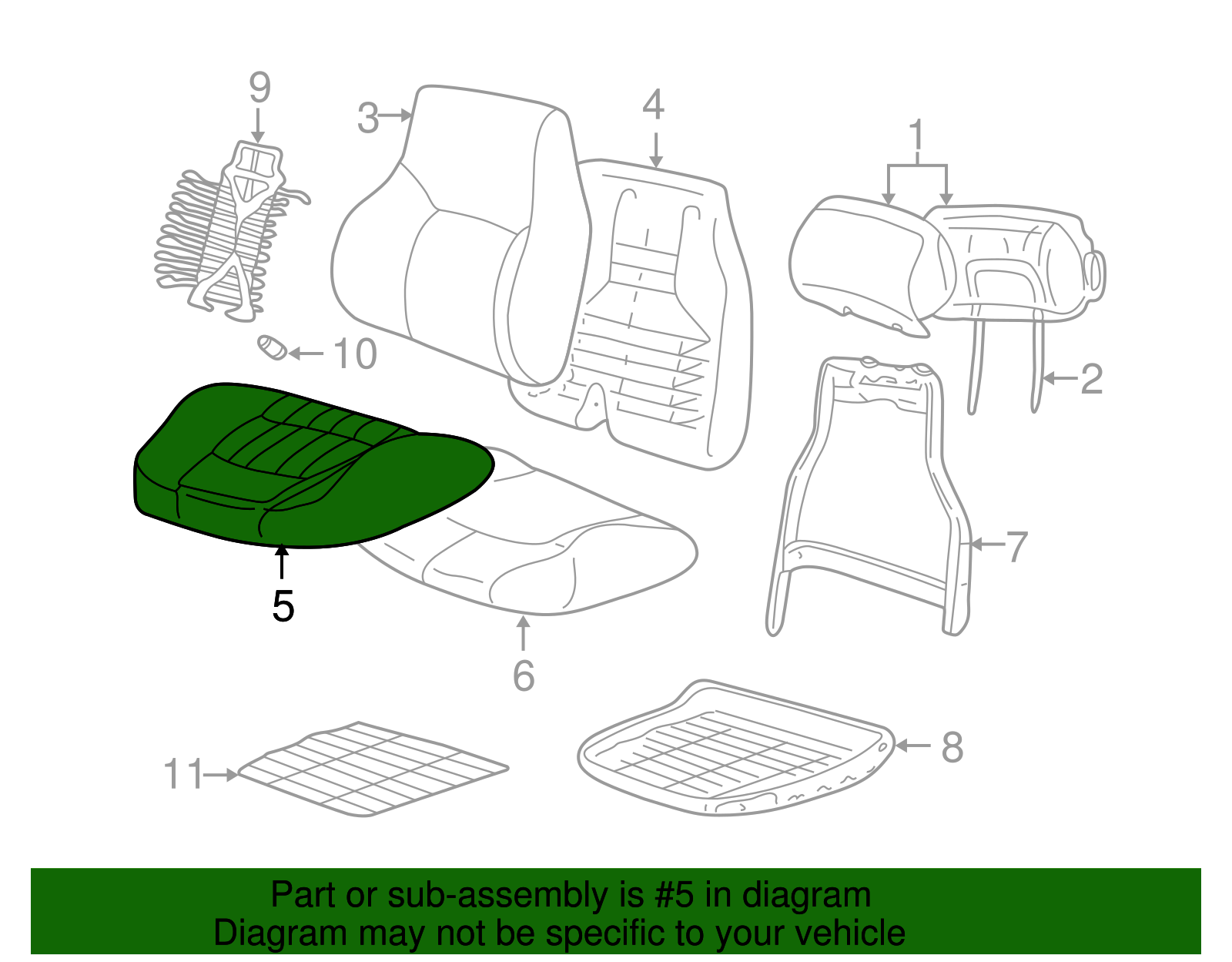 Cover Assembly, P/Seat Cushion *Pewter - GM (88893069)