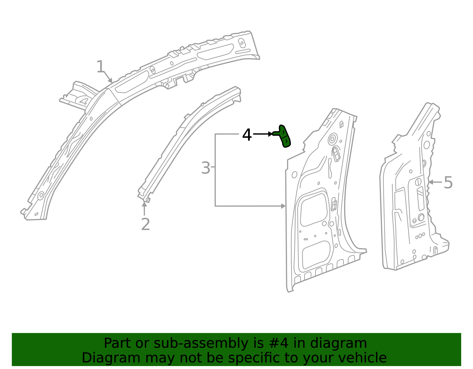 Body Side Front Fender Rear Upper Bracket - GM (84029625)