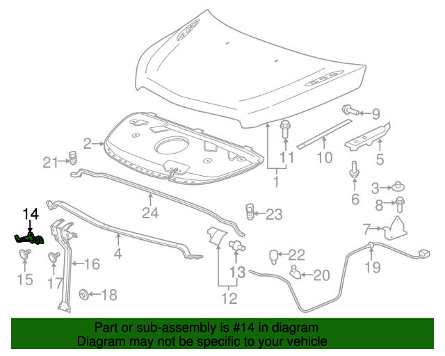 20132017 Buick Enclave Hood Primary and Secondary Latch 23480393 GM FLOW