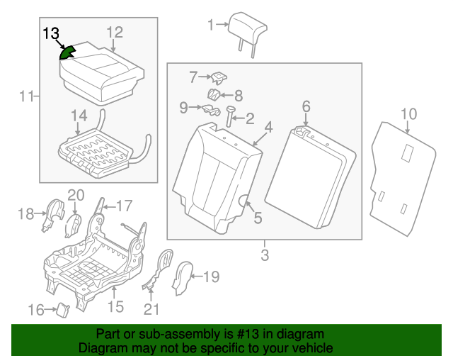 Genuine Hyundai 89250-0W400 Seat Cushion Pad Assembly Rear Right Genuine Hyundai 89250-0W400 Seat Cushion Pad Assembly Rear Right
