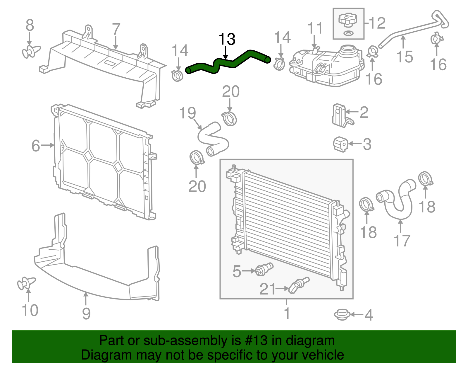 Radiator Surge Tank Outlet Hose - GM (96958201)