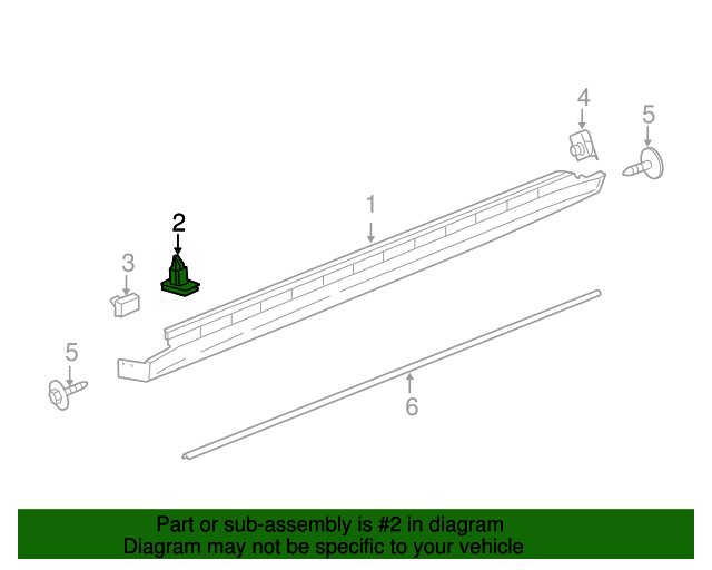 20002016 GM Rocker Panel Molding Retainer 10431761 GM