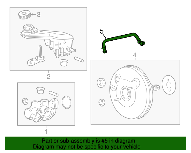 20162022 Chevrolet Spark Power Brake Booster Vacuum Hose Assembly