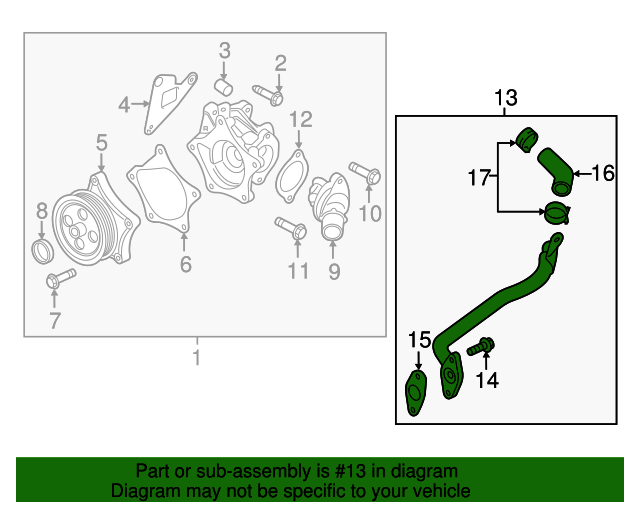 12649874 GM Thermal Bypass Pipe with Gasket, Hoses, Clamps, Retainers