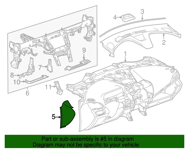20162019 Chevrolet Volt Jet Black Driver Side Instrument Panel Outer
