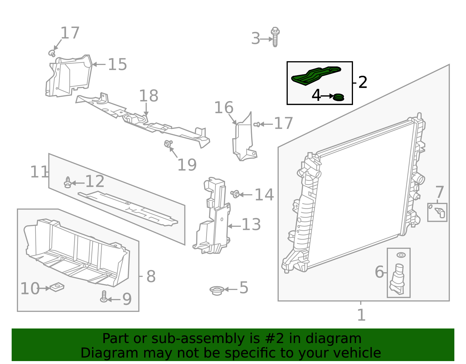 Passenger Side Radiator Upper Bracket - Cadillac (84142666)
