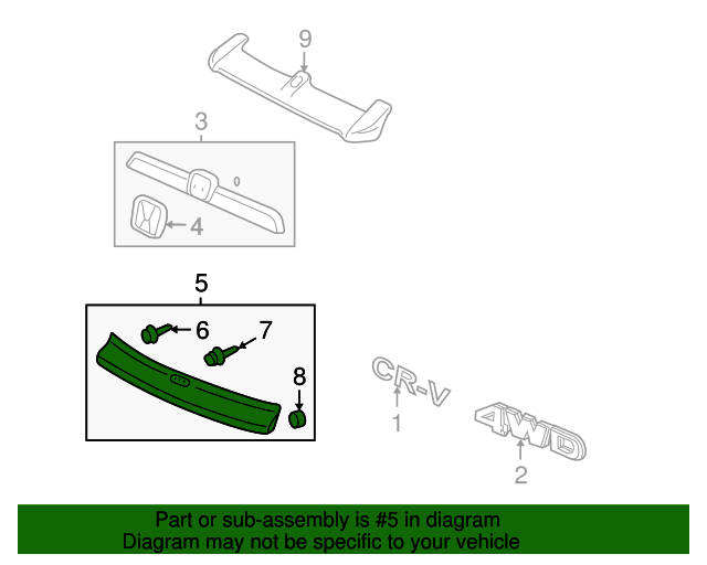 74895SWAA01ZN Garnish Assembly, Tailgate (Lower) *NH700M