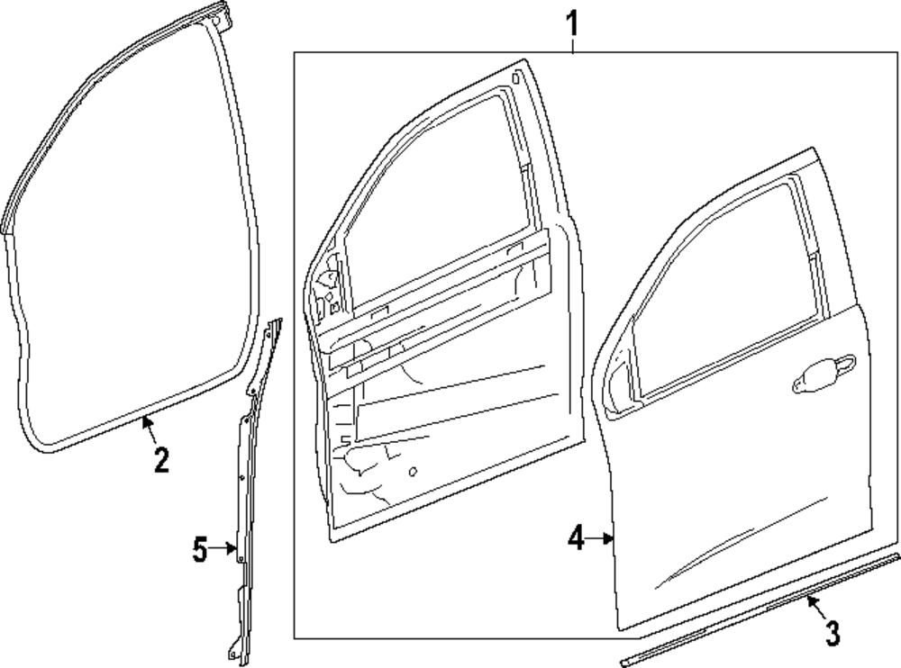 Passenger Side Front Door Lower Auxiliary Weatherstrip - GM (94777472)