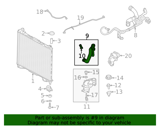 Genuine OEM Hose Radiator Part LR166362 Fits Jaguar Land Rover Cary