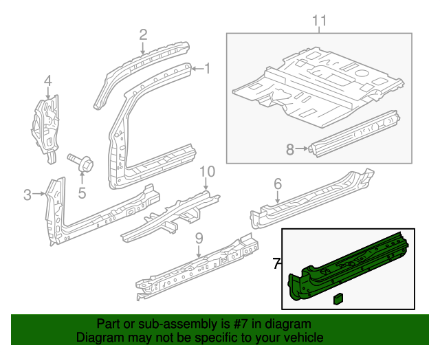 20092011 Honda Element Outer Rocker Panel 04641SCVA11ZZ OEM Parts