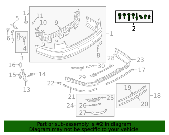 4N0098627 Bumper Cover Hardware Kit 20192021 Audi Euro Parts 4 Less