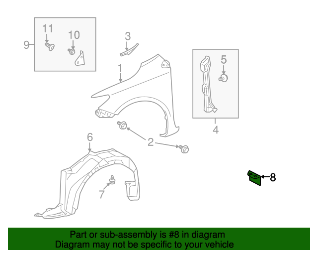 fender liner pad toyota (53852 02050) sparks parts Toyota Fender Trim Parts Diagram fender liner pad toyota (53852 02050)