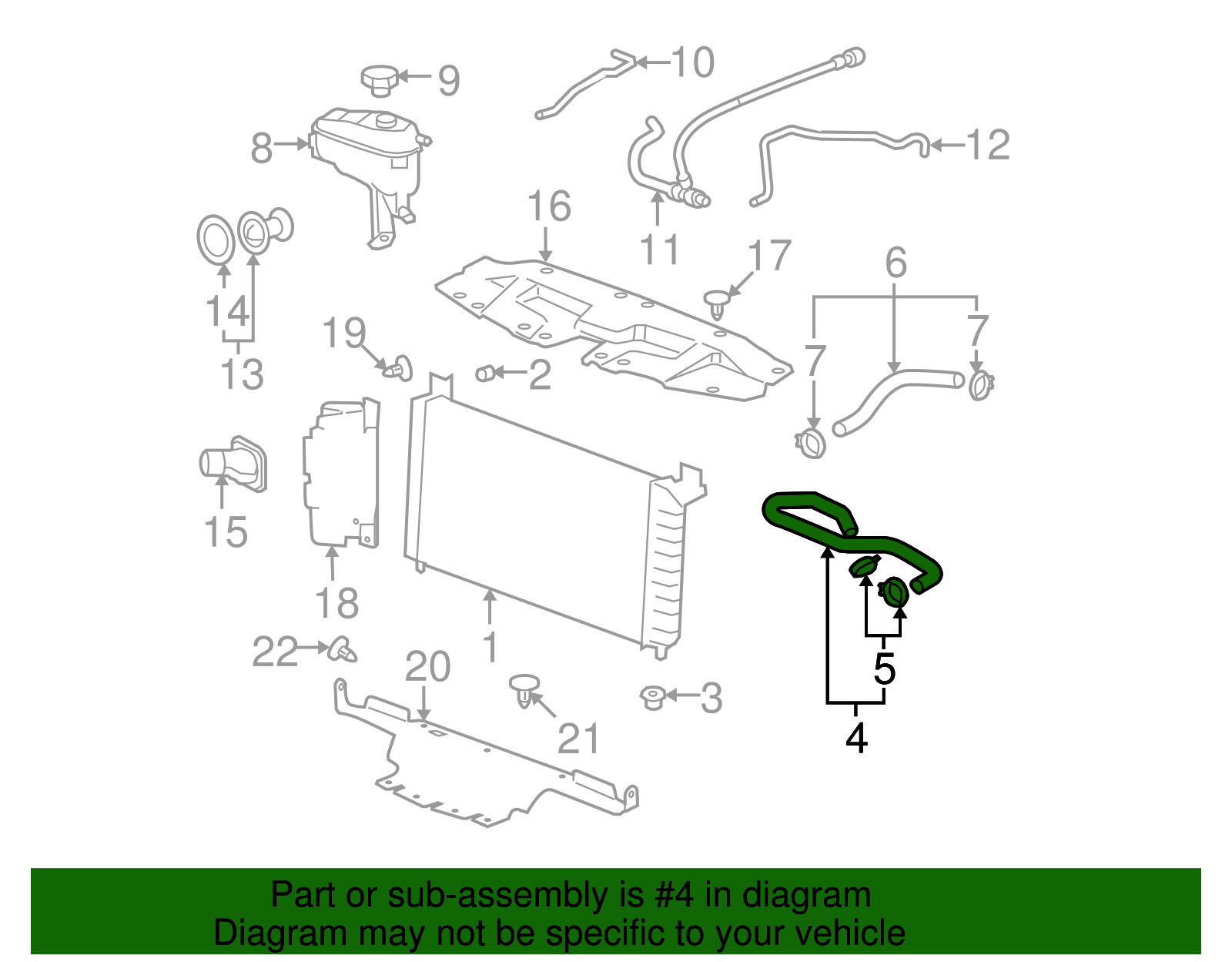 2007-2014 GM Radiator Inlet Hose 22827731 | NewGMParts.com