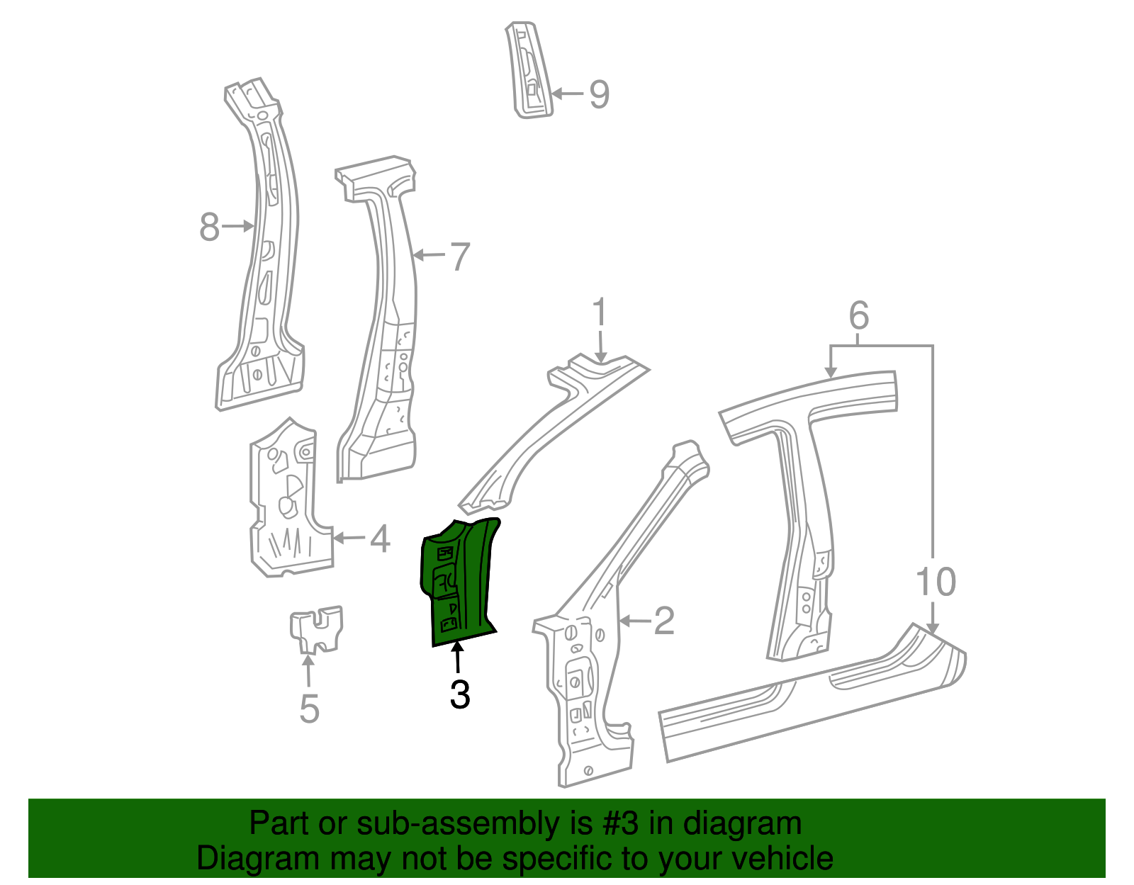 Inner Pillar - Ford (YW4Z-54025A00-AA)