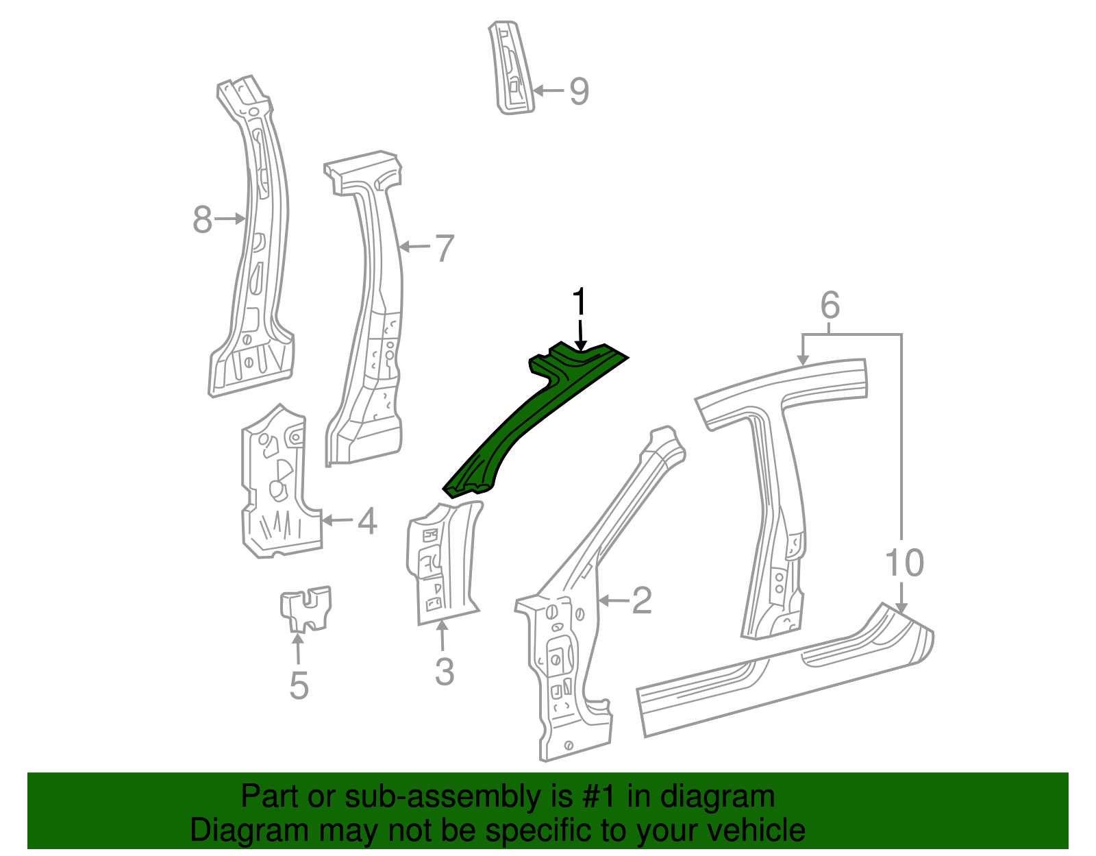 Windshield Pillar - Ford (YW4Z-5402504-AA)
