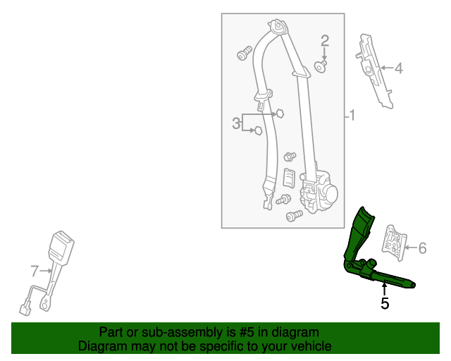 20142020 Chevrolet Impala Jet Black Driver Seat Belt Tensioner
