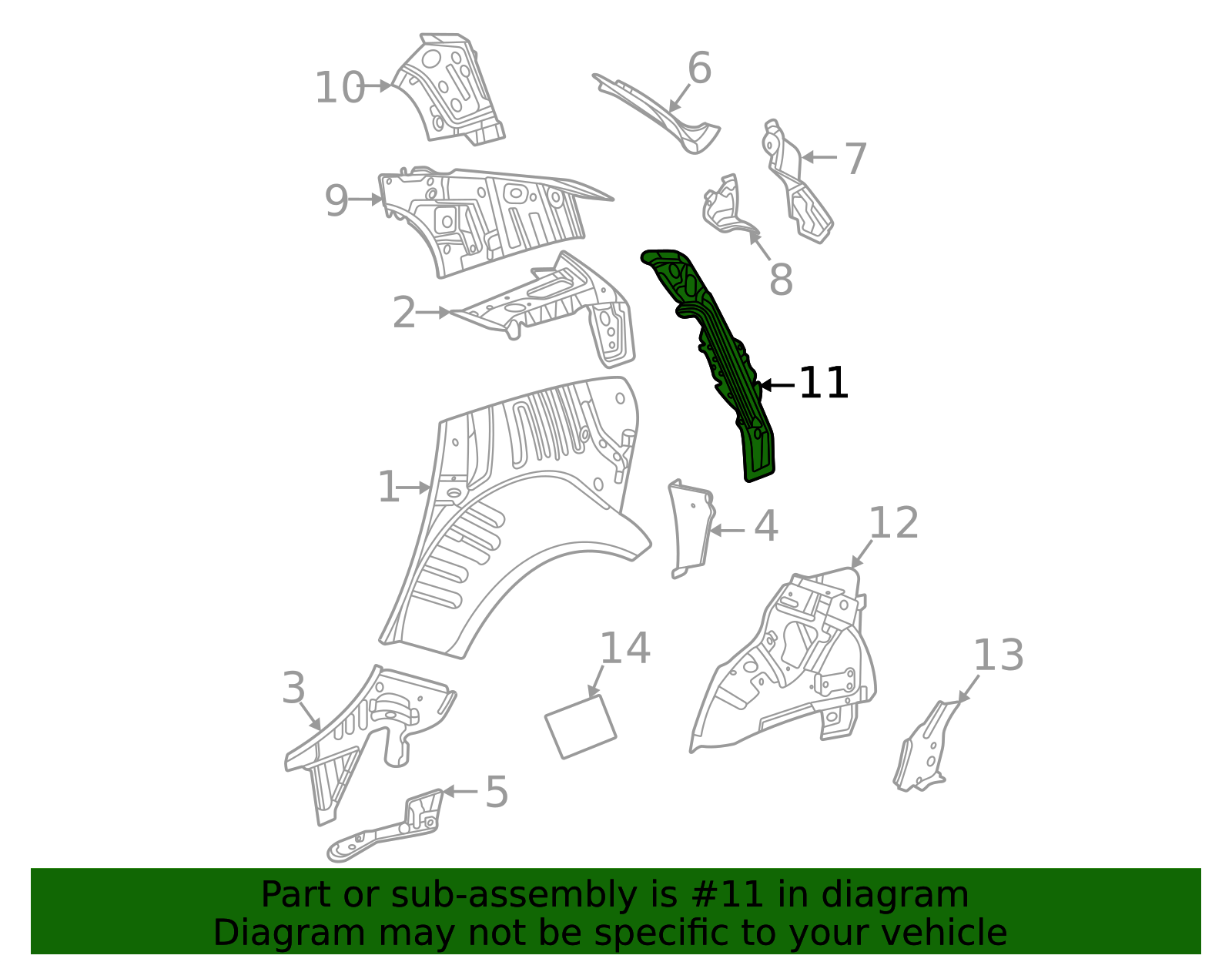 Driver Side Quarter Inner Panel Brace - GM (84029590)