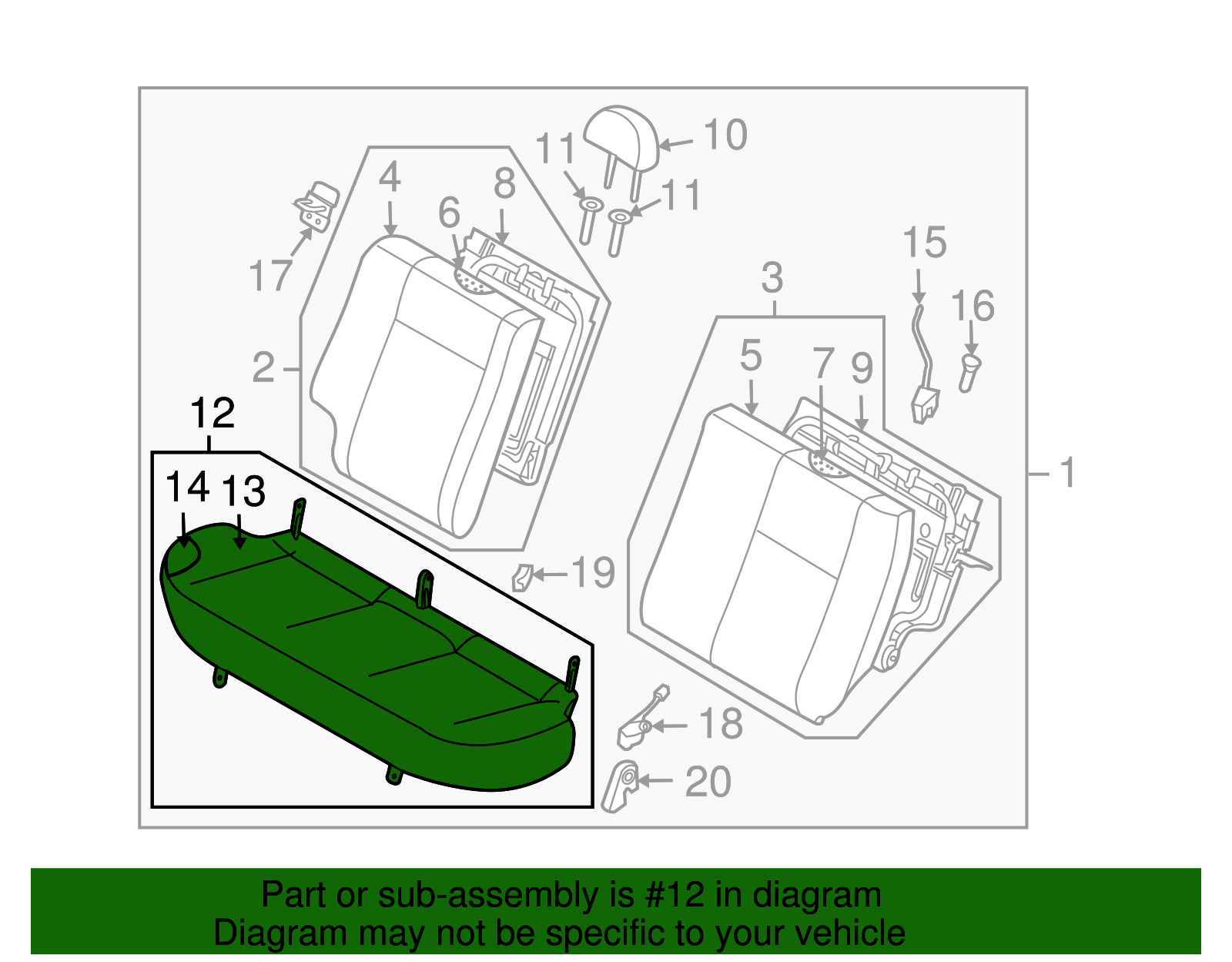 Black Rear Seat Cushion - GM (96890877)