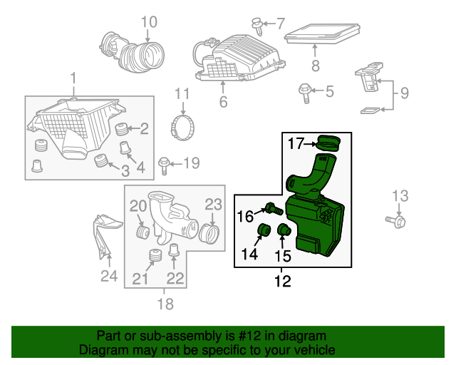 17230RGLA00 Chamber Assembly, Resonator 20052010 Honda Odyssey