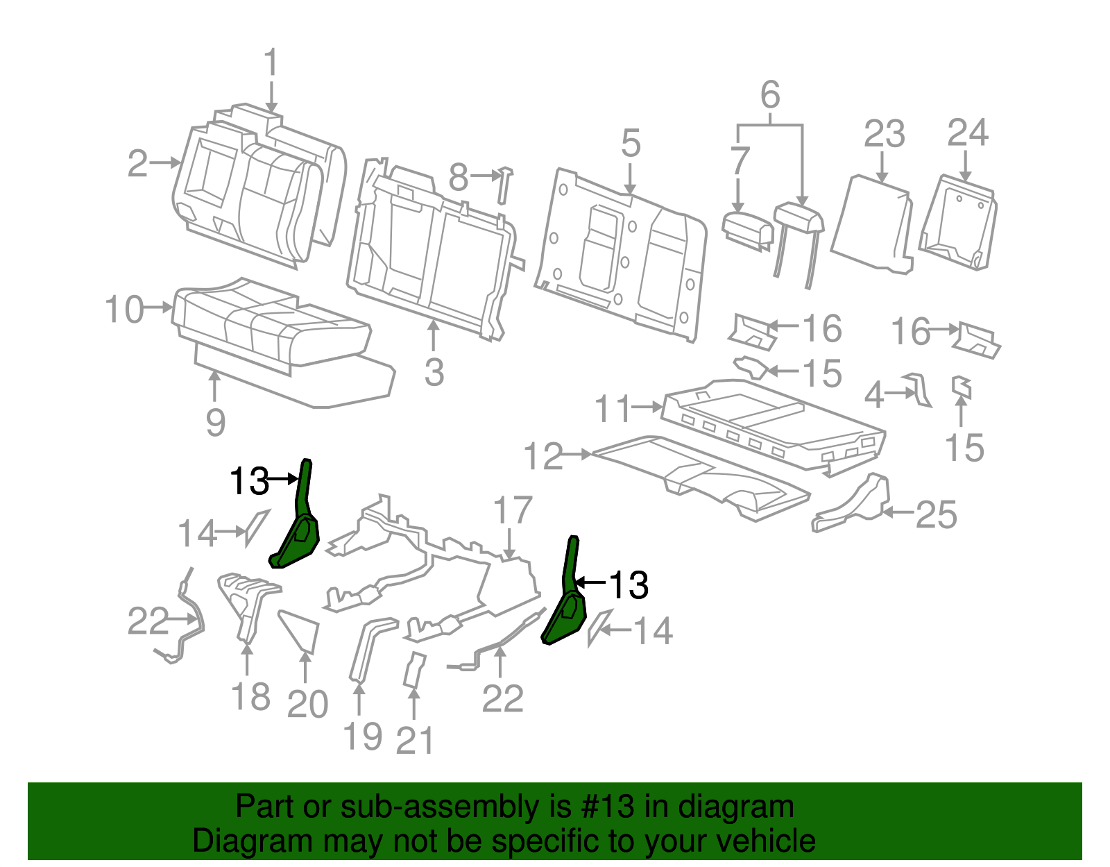 Rear Driver Side Seat Back Latch - GM (88940991)