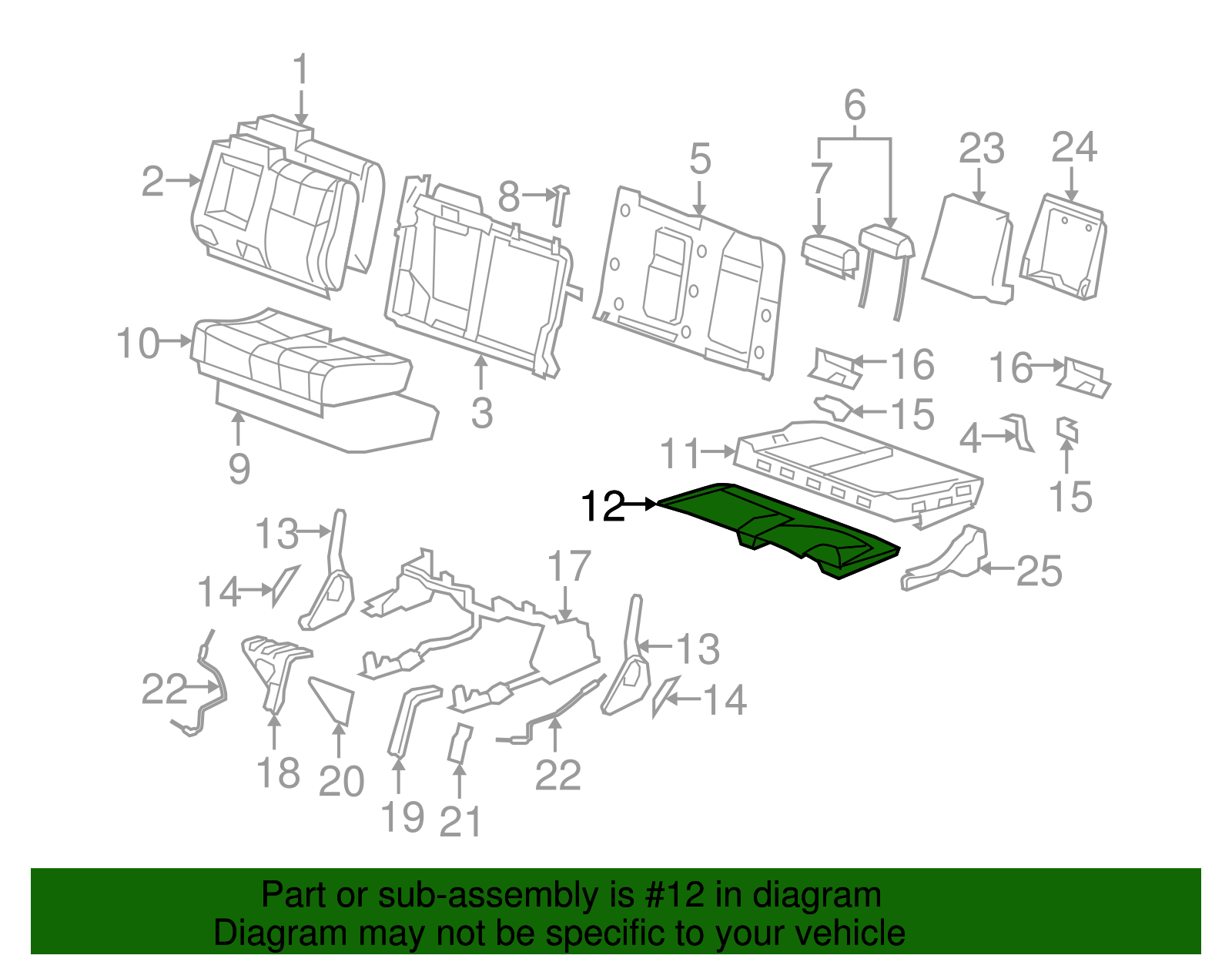 Rear Driver Side Seat Cushion Trim Panel - GM (88941126)