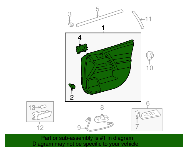 20082011 Toyota Highlander Door Trim Panel 6761048691c1 Toyota Parts